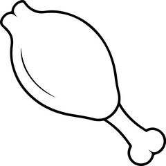 chicken drumstick outline coloring book page line art vector illustration