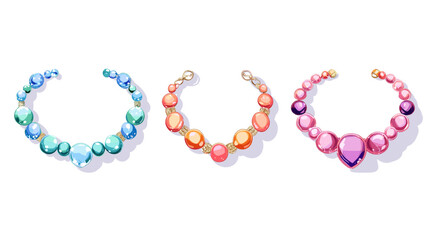 Collection of Colorful Beaded Necklaces with Unique Designs in Various Shapes and Patterns