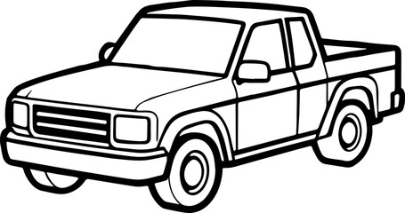 compact pickup outline coloring book page line art vector illustration © Vector.com