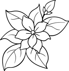 jasmine flower outline coloring book page line art vector illustration
