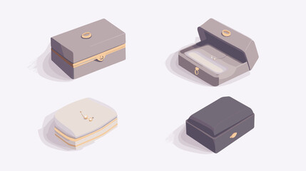 Collection of Elegant Storage Boxes in Various Open and Closed Positions Featuring Neutral Colors