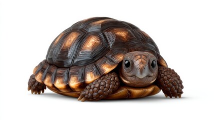 Fototapeta premium Adorable Tortoise Shell Reptile Wildlife Nature Pet Animal Closeup Isolated White