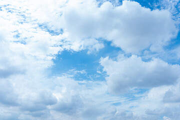 Serene Summer Sky Blue Skies Fluffy White Clouds Bright Sunny Day