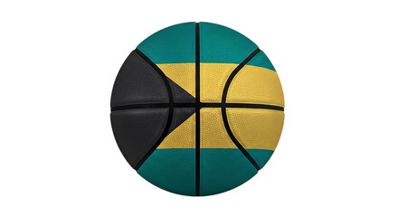 Fototapeta premium A basketball with the bahamas flag design isolated against a solid black background in studio shot