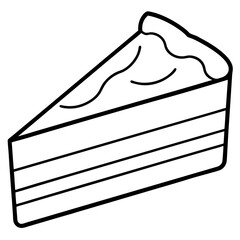 Slice cake line art food icon on white background.