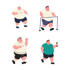 Illustration of a lifestyle image of a big person exercising