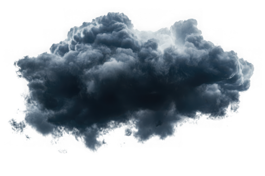 Dark cumulonimbus cloud isolated on transparent background