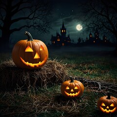 Halloween background with pumpkins