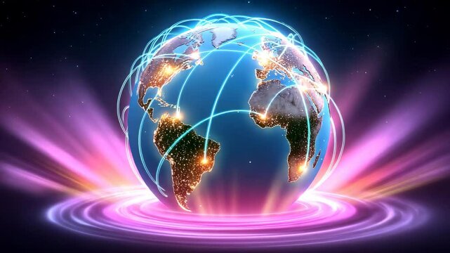 A digital representation of a connected globe with vibrant colors.