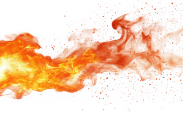 Fiery blast abstract fire design element isolated on transparent background