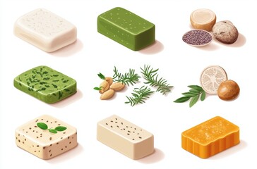 Thai herbal soap bar packaging in isometric