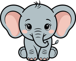 Obraz premium Cute Baby Elephant sitting on the floor