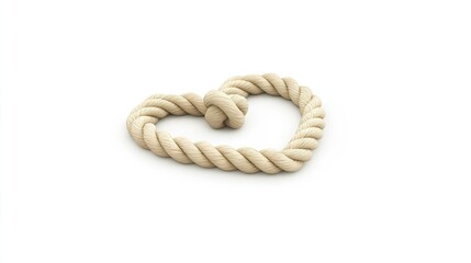 Light beige rope formed into a heart shape.
