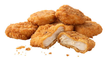 Crispy Fried Chicken Nuggets on Transparent Background

