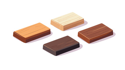 Isometric Pixel Art Stack of Beige Brown Rectangular Blocks on White Background