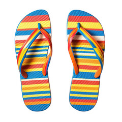 Striped flip flops summer footwear isolated on transparent background