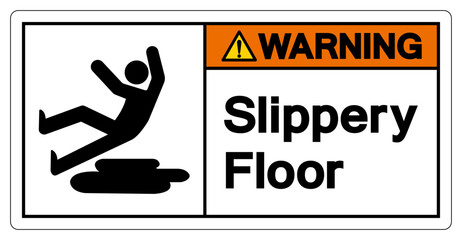 Warning Slippery Floor Symbol Sign,Vector Illustration, Isolate On White Background Label.EPS10
