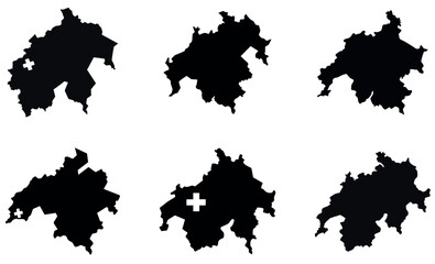 Fototapeta premium High-quality black and white silhouette map of Switzerland