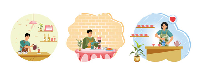 Pour over coffee concept,  Siphon Coffee Maker and Aeropress coffee.