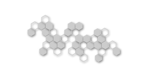 Minimalist High-Tech Concept Featuring a Seamless White and Grey Hexagon Grid Pattern, Perfect for Backgrounds, Web Design, and Innovative Digital Illustrations
