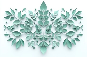 3D botanical elements arranged symmetrically on white