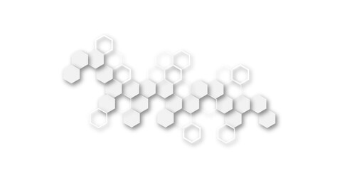Minimalist High-Tech Concept Featuring a Seamless White and Grey Hexagon Grid Pattern, Perfect for Backgrounds, Web Design, and Innovative Digital Illustrations