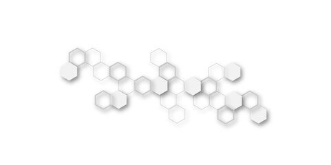 Abstract background with hexagons and geometric pattern in honeycombs design in illustration.Modern and seamless pattern in design with hexagonal molecular structures in technology background.