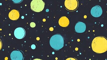 Psychedelic neon circles arranged in seamless pattern, perfect for energetic compositions, festival graphics, and vivid digital projects.