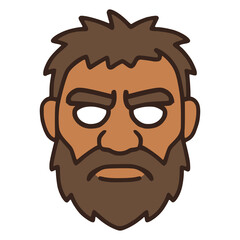 male caveman mask party carnival celebration birthday flat color vector illustration template design