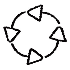 手書き円形の矢印　黒〜Hand-drawn circular arrow, Black〜