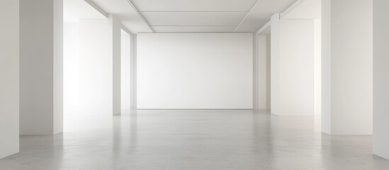 Obraz premium Minimalist white room with high ceilings, smooth floor, and subtle shadows, creating a clean and spacious atmosphere