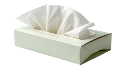 Tissue Box with White Tissue Paper and Transparent Background

