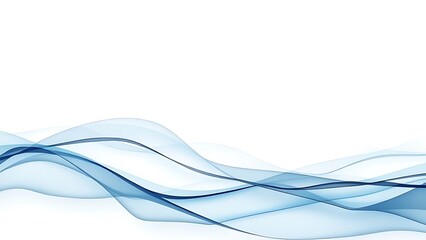 Abstract Blue Wave Lines on White Background &ndash; Flowing Line Art Design
