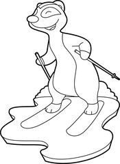 Meerkat Skier Ski Animal Vector Graphic Art Illustration