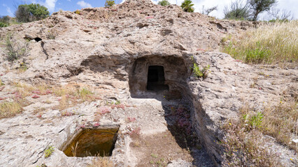 Prehistoric Domus de Janas Rock-Cut Tomb of Is Loccis, Sardinia.