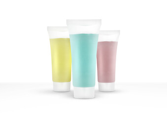 Blank cosmetic tube pack Of Cream Or Gel isolated on white background 