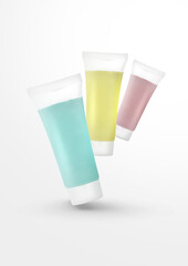 Blank cosmetic tube pack Of Cream Or Gel isolated on white background 