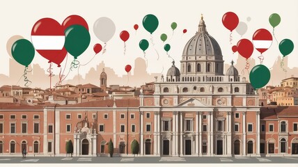 Festa della Repubblica: Flag colors of Italy and Hungary Celebrating Italy's Republic Day