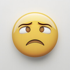 Fototapeta premium Sad yellow smiley face illustration with a tear, representing a melancholic emotion or unhappy expression