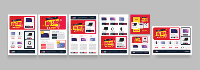 Supermarket product promotion flyer template. Catalog flyer with discounts. Minimalist layout banner for supermarket product catalog