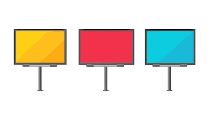 Obraz premium Three Colorful Billboards on a White Background Advertising Mockup for Urban Promotion and Advertising