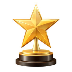 3D Trophy star PNG icon isolated with transparent background