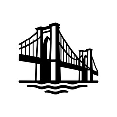 Brooklyn Bridge icon with transparent background New York City landmark suspension bridge symbol