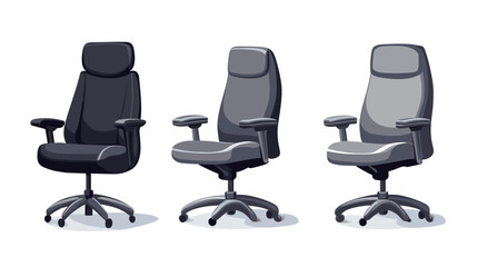 Three Pixel Art Office Chairs in Varying Shades of Gray Providing Ergonomic Support and Modern Design for Comfort and Professional Use on White Background