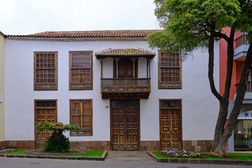 Traditional Canarian House with Wooden Balcony in La Laguna, Tenerife