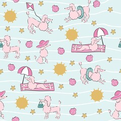 cute and fancy dog ​​pattern design on summer vacation