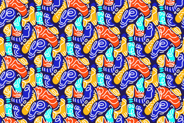Vibrant Colorful Abstract Shapes, organic fluid pattern. Perfect for textiles, wallpapers, digital art, modern design