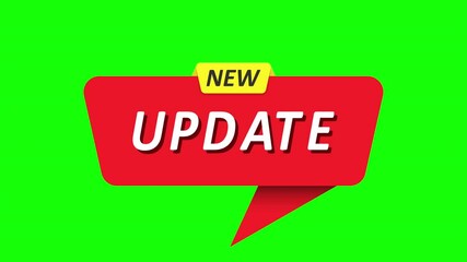 Update.  A red banner or a speech bubble with an inscription. An animated template for websites, apps, and creative ideas