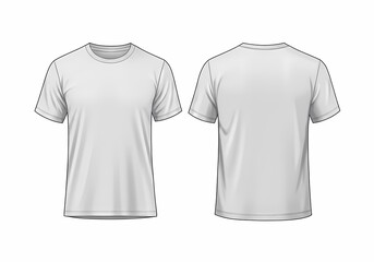 Blank White TShirt Mockup Front and Back Views isolated on transparent background