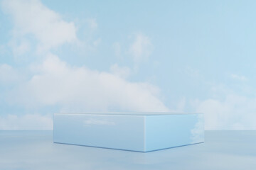Podium display. Abstract scene for products mockup. 3D rendering.